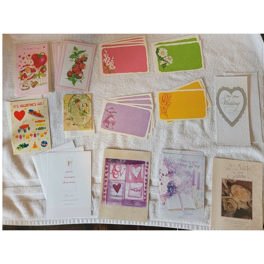 29 Vintage Postcards and Cards, Valentines Day, Wedding, Strawberry Shortcake +